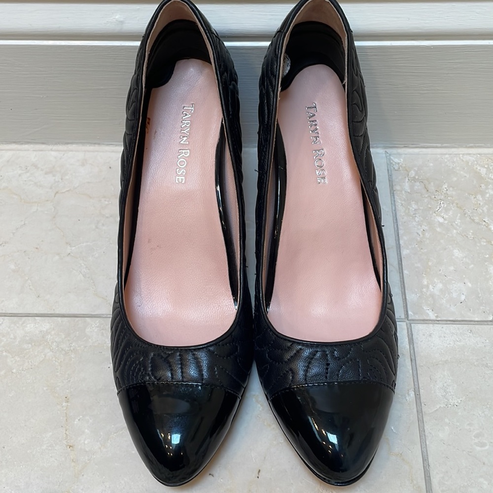 TARYN ROSE BLACK LEATHER PUMPS - Picture 3 of 10